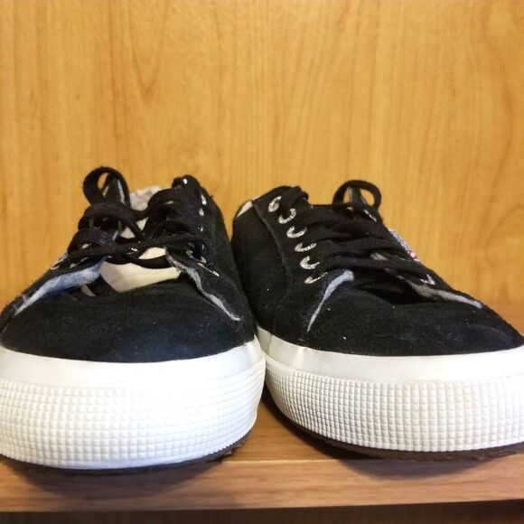 Superga Black Skater Shoes Sneakers Suede Leather Unisex EU 41 Women 9.5 Men 8 - Picture 6 of 14